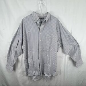 Chaps - Men’s dress Shirt - XL - 17 / 34/35 - Blue Tan White Stripes